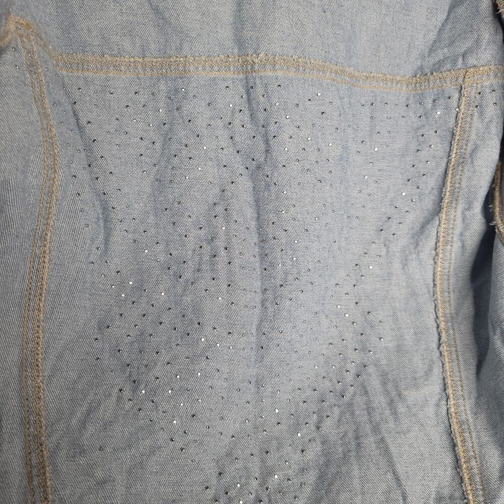 International Concepts Jean Jacket Beaded "Love Wins" Custom Womens XS Blue - Picture 7 of 11